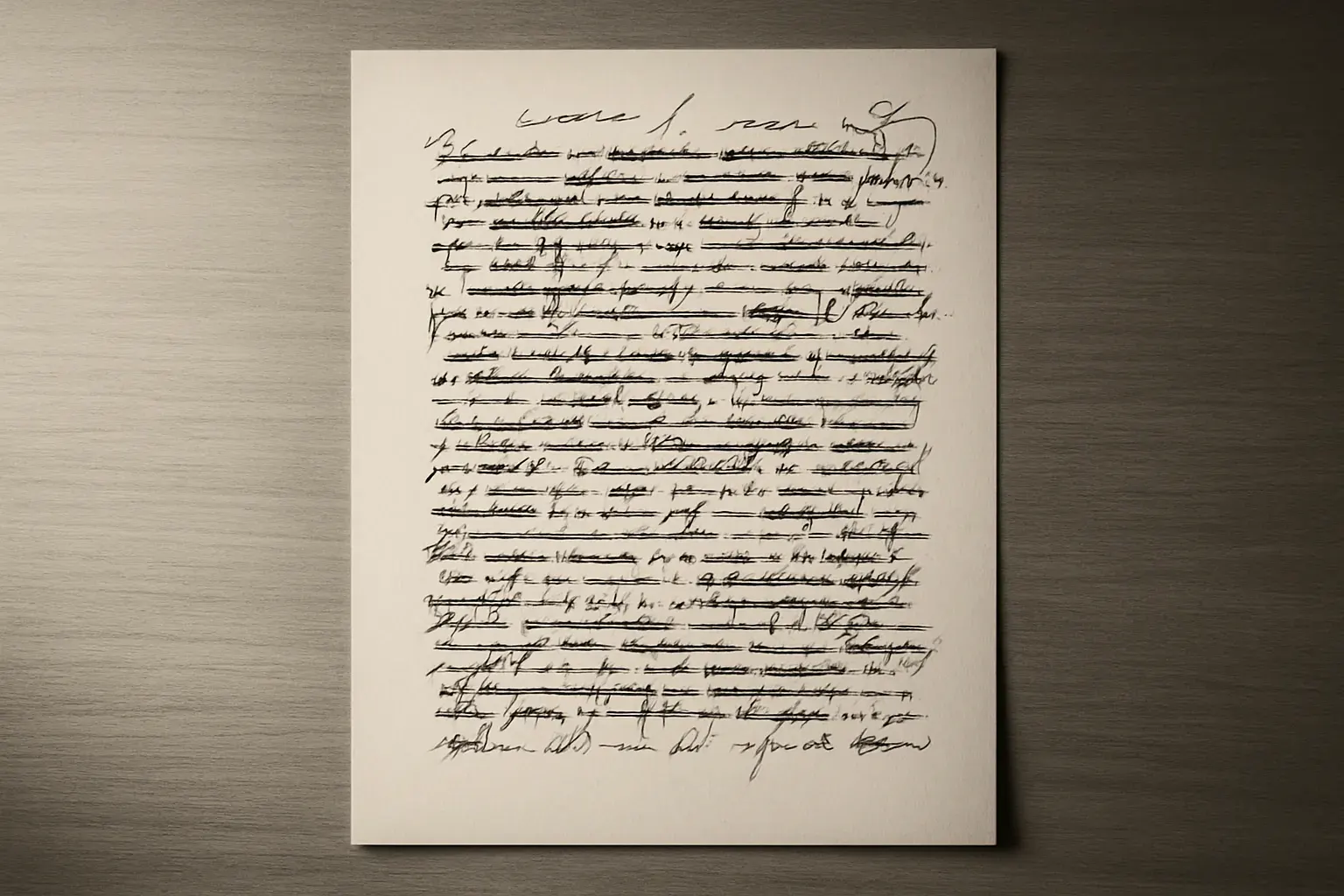 An open manuscript page marked up in coral ink, mid-edit.
